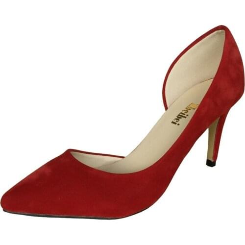 Spring Women Pumps Fashion Flock Slip On 8CM Thin Heels Pointed Toe Red Green Sexy wedding Party OL Office Woman shoes