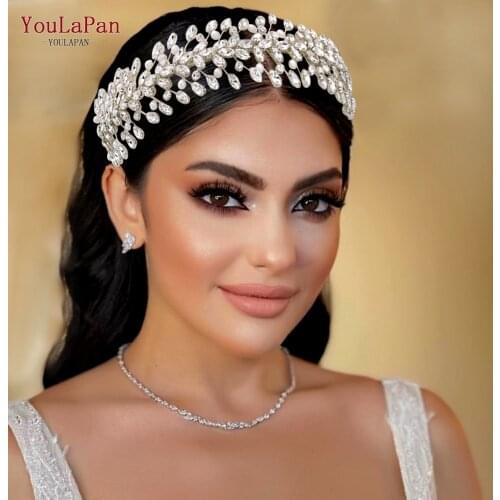 YouLaPan HP351 Rhinestone Bridal Hair Hoop Pearl Hairbands Handmade Headwear for Women Bridesmaid Wedding Accessories Jewelry
