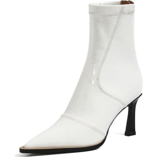 SKLFGXZY Women boots Genuine leather Female boots pointed High heels Fashion boots Womens shoes