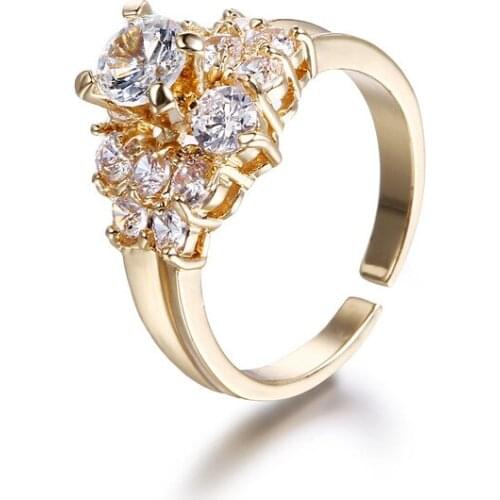 ZSLBS New Korea Fashion Crystal Rings For Women Cubic Zirconia Adjustable Open Ring Wedding Accessories Jewelry Anillos Mujer