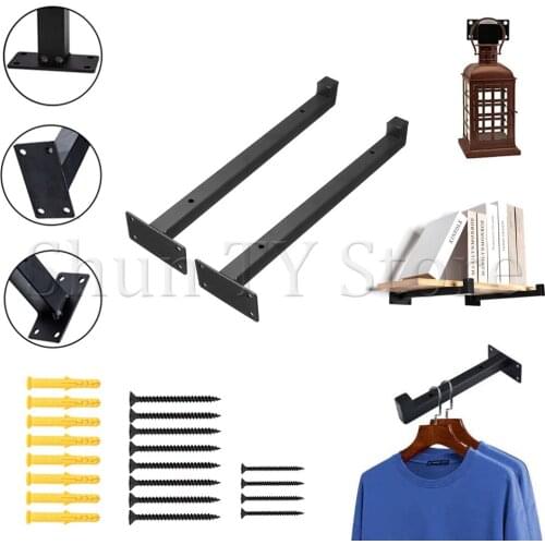 2/4 Pcs Black Industrial Iron Floating Bracket Heavy Duty Shelf Table Scaffold Board Wall Mounted Multifunctional Home Hardware