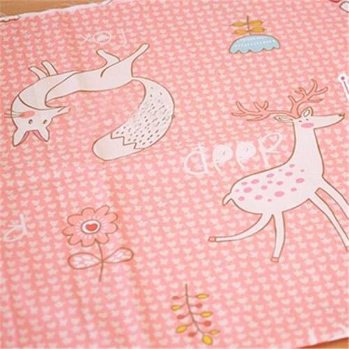2pcs/Set Cartoon Deer Cats Cotton Fabric Patchwork 40x50cm Quilted Pillow Case Kids Babies Napkin Handkerchief Sewing Printed