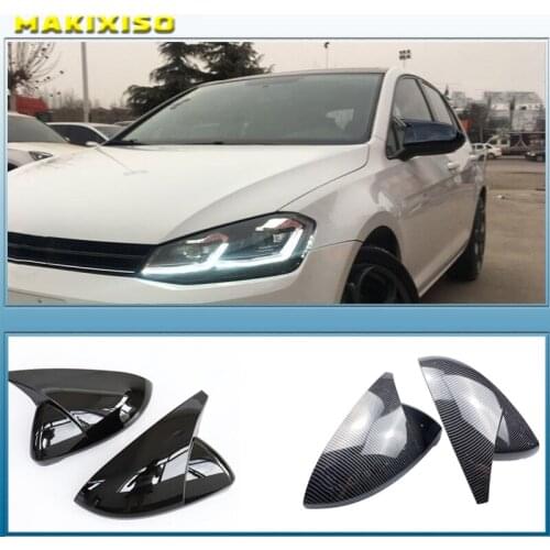 2 pcs Side Wing Mirror Cover Caps Bright Black RearView Mirror Case Cover for VW Golf 7 MK7 7.5 GTD R GTI Touran L E-GOLF