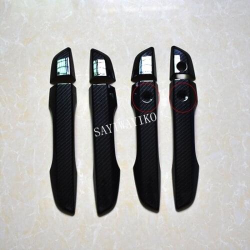 8Pcs/Set Car styling Door Handle Cover Trim Sticker fit for Honda for Civic 2016 2017 CHROME CARBON FIBER STYLE