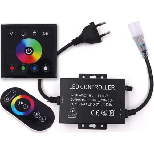 AC 110V 220V RGB RF Controller Full Touch LED Dimmer 1500W High Power For 2835 5050 5730 Led Strip Lights EU/AU/UK/US Plug