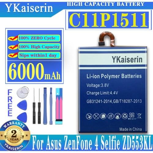 6000mAh C11P1511 Battery For Asus ZenFone 4 Selfie ZD553KL Phone In Stock Latest Production Battery Free Tool + Track NO
