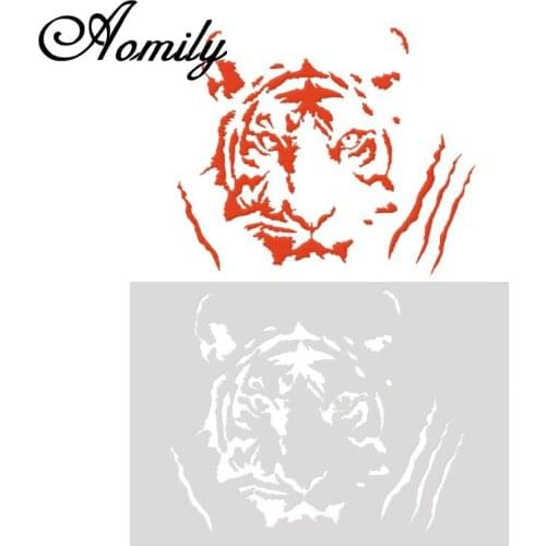 Aomily Hot Sale Plastic Tiger Cake Stencil Airbrush Painting Art Mold Cookies Fondant Molds DIY Cake Mousse Brim Decorating Tool