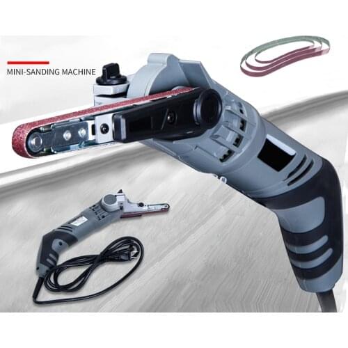 Sand Belt Strip Machine Small DIY Micro Sandpaper Tool Woodworking Model Equipment Portable Polish Rust Removal Device Handheld