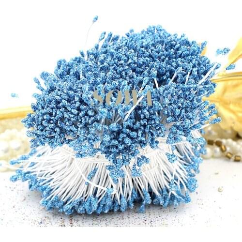 Free Shipping 3mm Light Blue Floral Glitter Stamen Pistil (800pcs/Lot) Cake Decorating Craft DIY Wholesale and retail