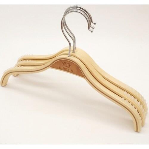 Wooden Hanger with Non Slip Rubber Clips Small Hanger for Kids Clothing