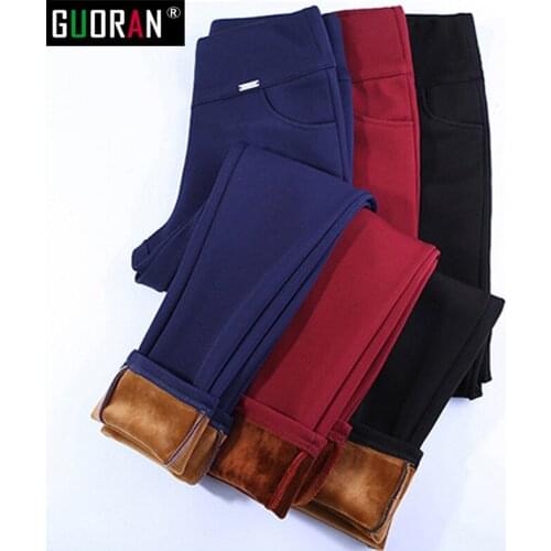 Women Plus size Thick Velvet Warm pants Slim stretch fleece Pencil Pants High Waist Winter Trousers Female pantalones mujer