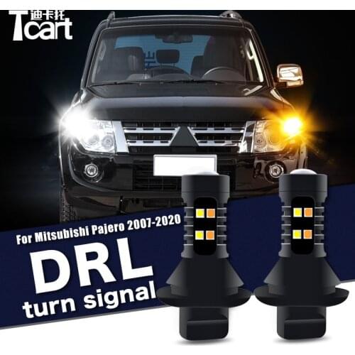 For Mitsubishi Pajero Montero Shogun (V80 / NS) 2Pcs Led drl Daytime Running Light Turn Lights 2IN1 Car accessories