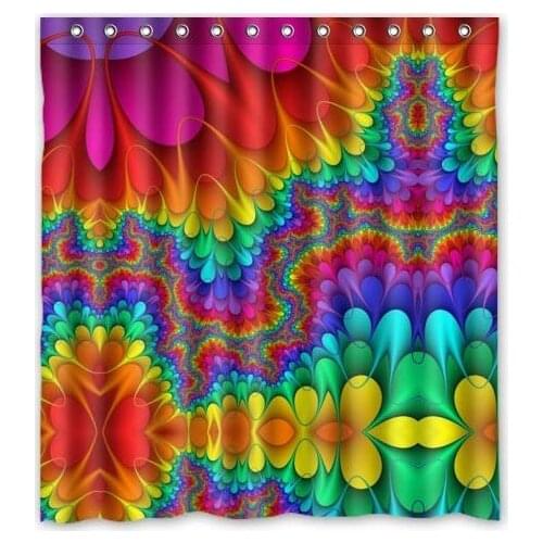 Hot Sale Rainbow Meditation Tie Dye Bathroom Shower Curtain