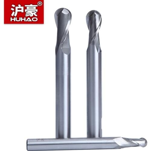 HUHAO 1pc 2 Flutes CNC Ball Nose End Mills R0.5-R12.5 Solid Carbide Lengthen Milling Cutter CNC Tools For Metal 70-200mm Length