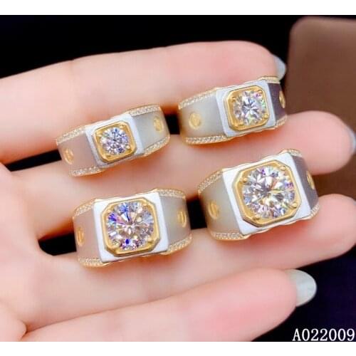 KJJEAXCMY Fine Jewelry men 925 Sterling Silver inlaid 0.5/1/2/3 Carat Mosang Diamond fashion Ring With certificate