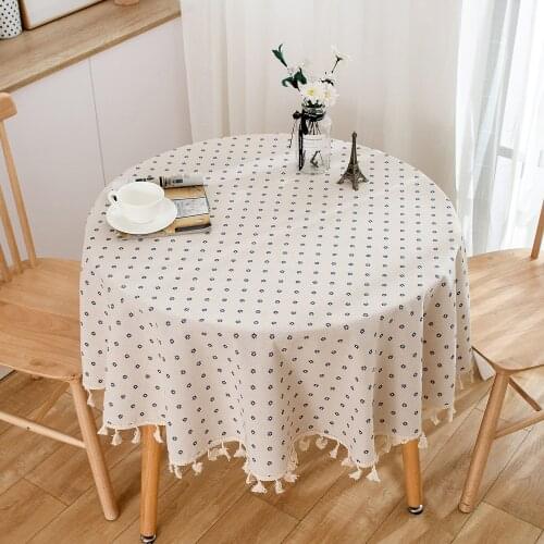 150cm Round Tablecloth with Tassel Table Cover Cotton Linen Party Picnic Background Cloth Obrus Tafelkleed Mantel Mesa Nappe