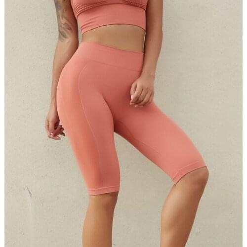 Seamless Leggings Women High Waist Push Up Knee Length Running Sports Shorts Tights Workout Gym Yoga Tummy Control Pant