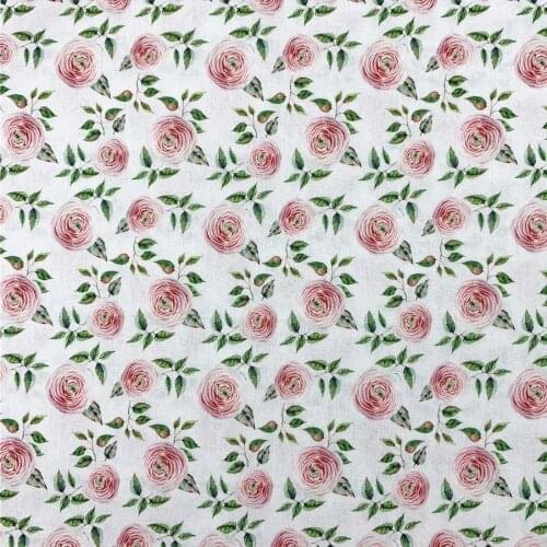 Summer white rose small flowers Cotton Poplin Sewing Fabric Making Womens Wearing Dress Children Clothing Home Clothes Cloth