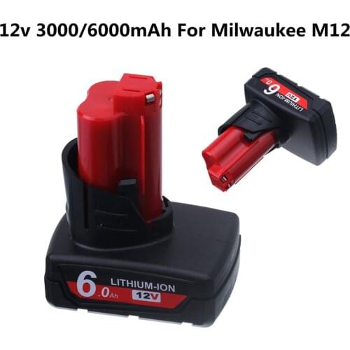 3.0Ah 6.0Ah 12V Li-ion Battery for Milwaukee M12 C12 XC 48-11-2440 48-11-2402 48-11-2411 48-11-2401 Replacement Battery
