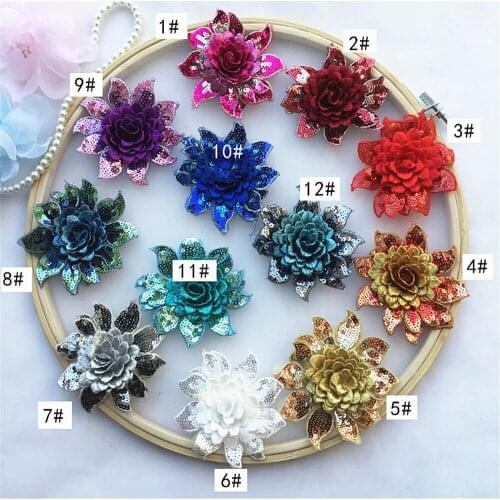Maxsin 1 Pcs High Quality Lace Sequins Embroidery 3D Colorful Flower Wedding Dress Headdress Clothes Accessories Patch DIY