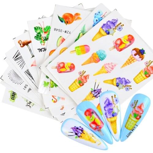 Ice Cream Nails Sticker 3D Gothic Flower Leaves Butterfly Slider Adhesive Nail Decal for Nail Art DIY Water Transfer Sticker