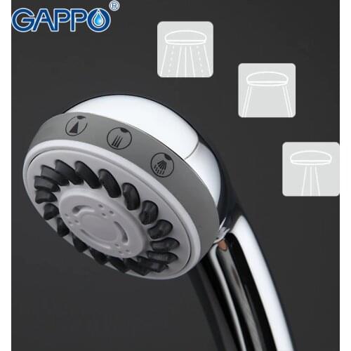 Gappo Top Quality Shower Head 3Way Round hand shower heads bathroom fixture ABS in chrome Plated water saving shower head GA03
