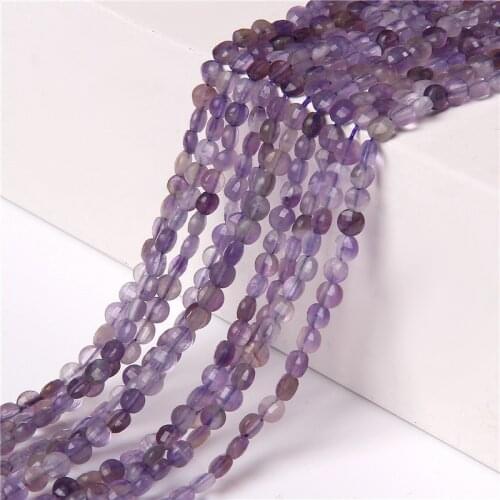 Natural Amethysts Purple Quartz Crystal Beads Coin Flat Faceted Round Loose Spacer Beads For Jewelry Making Bracelet Necklace