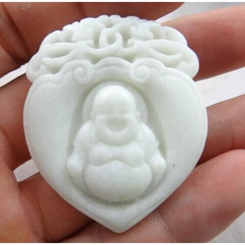 Natural stone Quartz crystal Chinese hand-carved statue of Happy Buddha amulet pendant for diy jewelry making Necklace