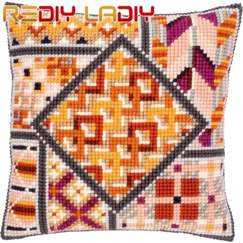 Cross Stitch Cushion Cover Mandala Flowers Sofa Pillow Chunky Cross-Stitch Kits 100% Acrylic Yarn Pillow Case Hobby & Crafts