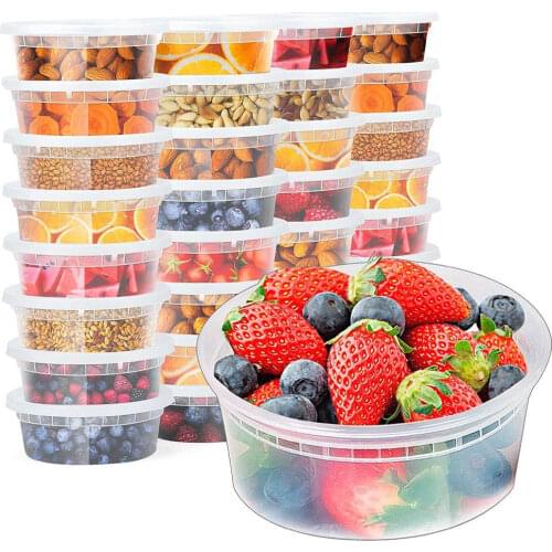 Disposable Cup 8oz 16oz 32oz Plastic Soup Bowl with Lid Leakproof Round Transparent Food Storage Container Bento Box