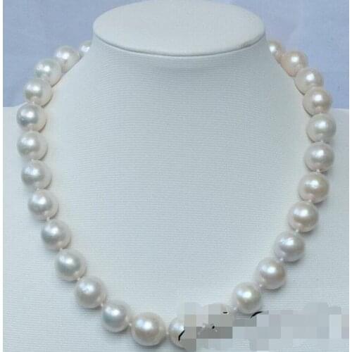 10-11MM White Edison Nucleated Flameball Baroque Pearl Necklace>free shipping