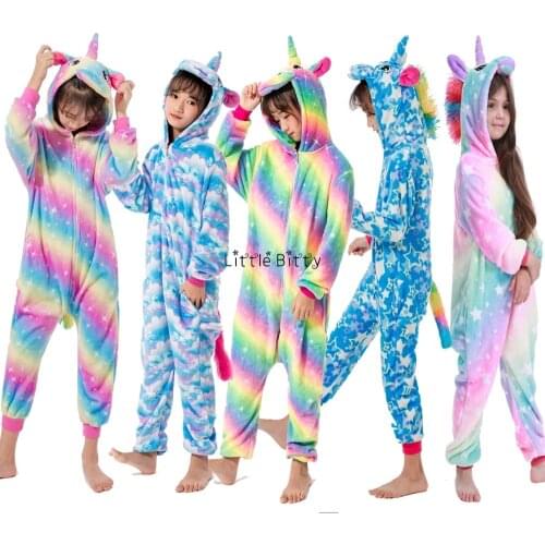 Boys and Girls Animal Unicorn Pajamas Children Flannel Unicorn Costume Kids For 4 6 8 10 12 Years Pajamas Kids