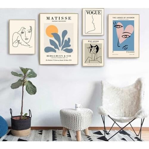 New Nordic Modern Living Room Art Abstract RetroBlack White Line Figure Poster Canvas Painting Wall Art Picture Home Decoration