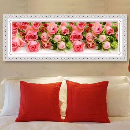 Craft 5D diamond painting resin mosaic whole picture drill Diamond needlework embroidery bead pink rose bedroom