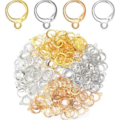 20pcs Gold Color Stainless Steel French Lever Earring Hooks Wire Settings Base Hoops Earrings for DIY Jewelry Making Supplies