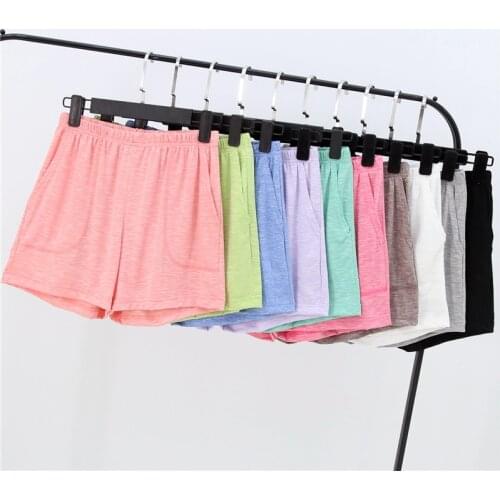 Summer Women Shorts Stretch Bamboo Cotton Pajama Pants Loose Living Clothes Solid Womens Bottoms Underwear Sleep Wear Pijama