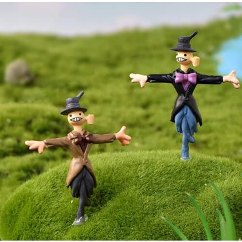 2pcs Cute Scarecrow Decor Garden Miniatures Micro Landscape Ornaments Figurines Fall Harvest Thanksgiving Decoration