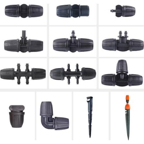 3/8"Garden Watering Hose Connectors 8/11 To 4/7mm Hose Spliters with Barbed Lock Automatic Micro Drip Irrigation System Fittings