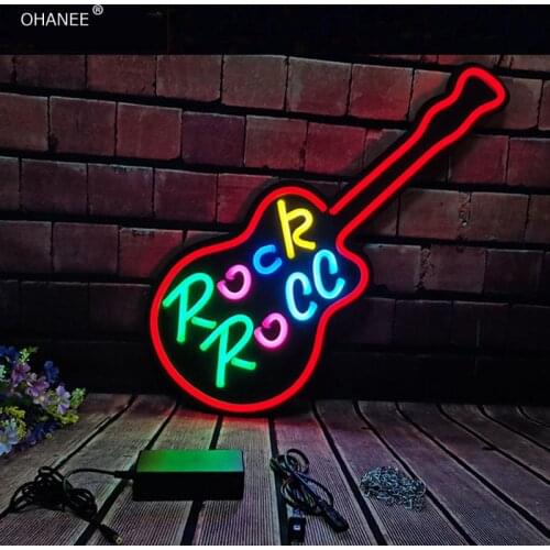 Custom Led Neon Advertising Signboard Luminous Guitar Room Neon Bedroom Decoration ins