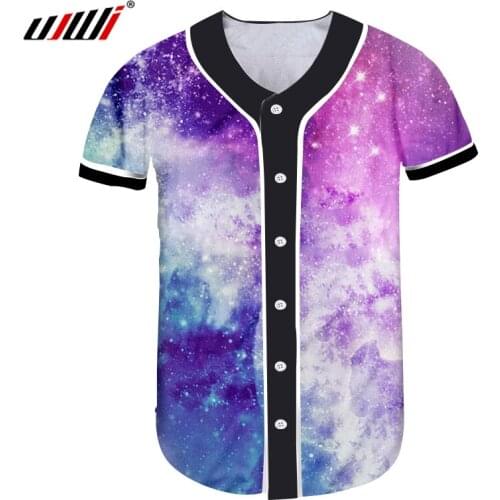 UJWI Spring And Autumn New Style Man Baseball T Shirt 3D Printing Blue Star Sky Mens Leisure Oversized Attire Unisex Shirt