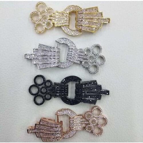 2pcs/lot 65X25mm Womens High Qualit CZ-inlaid Pearl multi-row Bracelet Buckle, necklace buckle, sweater chain connection buckle