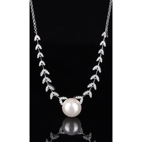 925 Sterling Silver Womens Trendy Fashion Jewelry Petal Pearl Pendant Necklace For Lady Girls Party Christmas Gift