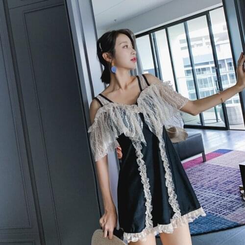 Bikini 2021 Women Push Up One Piece For Suit Swimsuit Female Korean Ins Retro Hot Print Polyester Sierra Surfer Plus Size