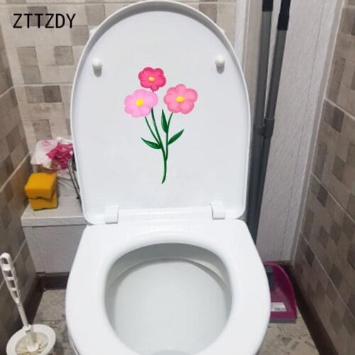 ZTTZDY 14.5*23CM Three Little Red Flowers Kids Room Decoration Home Toilet Wall Sticker T2-0673