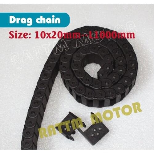 2 meters 10 x 20mm R28 Cable drag chain wire carrier with end connectors plastic towline for CNC Router Machine Tools un-open