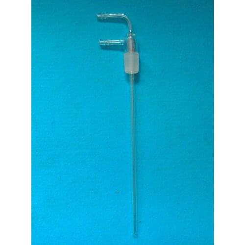 24/29,90 Bent,Lab Glass Long Stem Hose Inlet Adapter With Vacuum Hose Connection