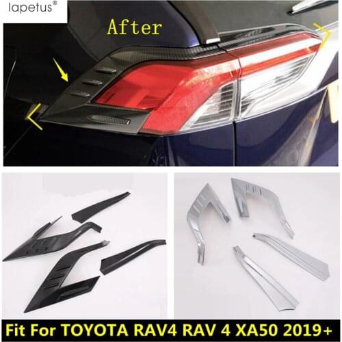 Lapetus Accessories For TOYOTA RAV4 RAV 4 XA50 2019 2020 2021 ABS Rear Trunk Tail Lights Lamp Eyelid Eyebrow Cover Kit Trim