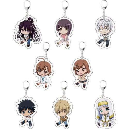 Anime A Certain Magical Index Keychain Acrylic Figure Misaka Mikoto Accelerator Keyring Charms Cute Gifts