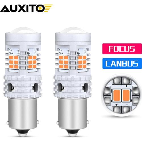 AUXITO 2pcs S25 1156 BA15S P21W Canbus LED BAU15S 7507 PY21W T20 7440 W21W WY21W Led Bulbs Yellow Turn Signal Lamp Car lights