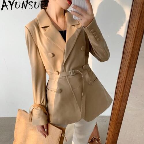 AYUNSUE 100% Sheepksin Coat Female Korean Genuine Leather Jacket Women Spring Autumn Coats and Jackets 2021 Femme Veste